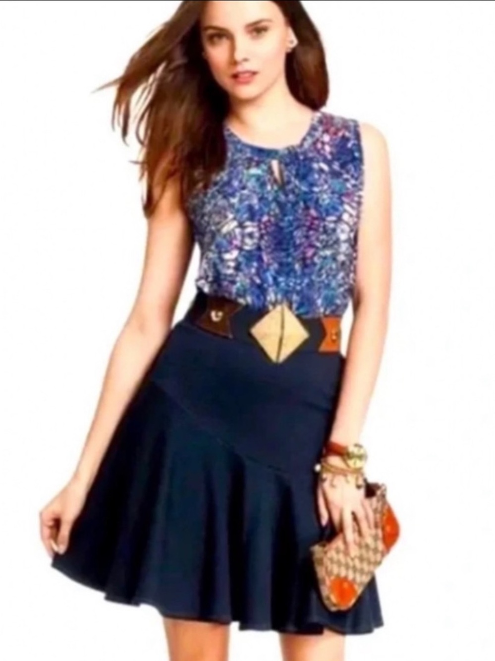 CAbi Stained Glass Keyhole Sleeveless Top